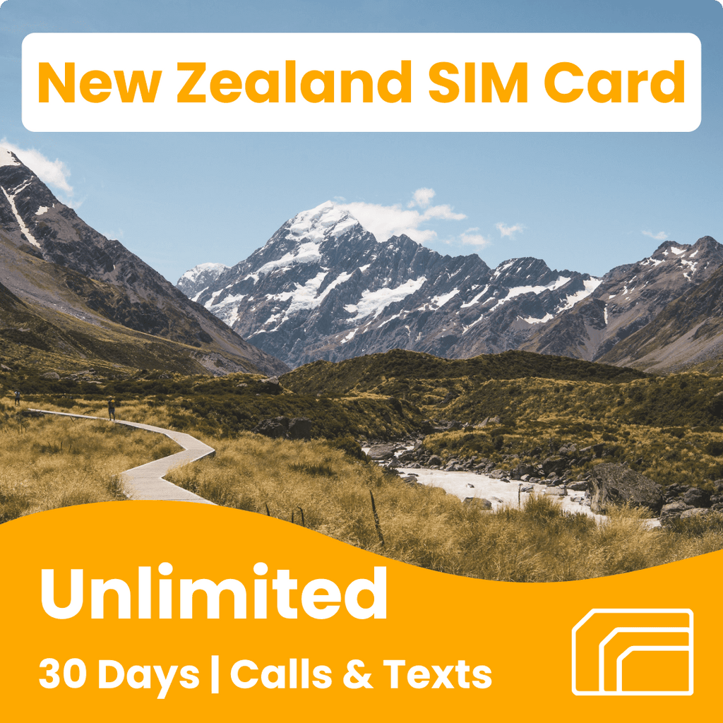 New Zealand Travel SIM Card  Unlimited Data Calls & Texts 30
