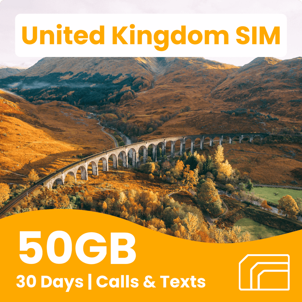 UK Travel SIM Card  50GB 30 Days ThreeUK