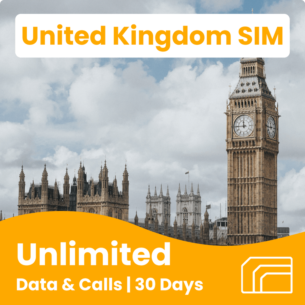 UK Travel SIM Card  Unlimited Data 30 Days ThreeUK