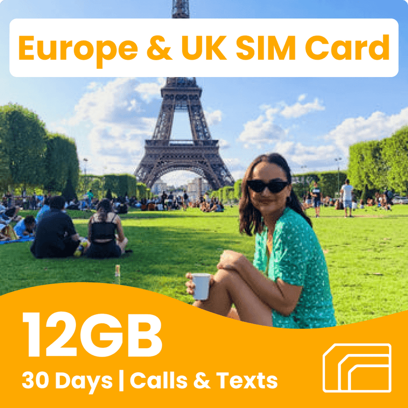 Europe & UK Travel SIM Card | 12GB | 30 Days | 71 Countries