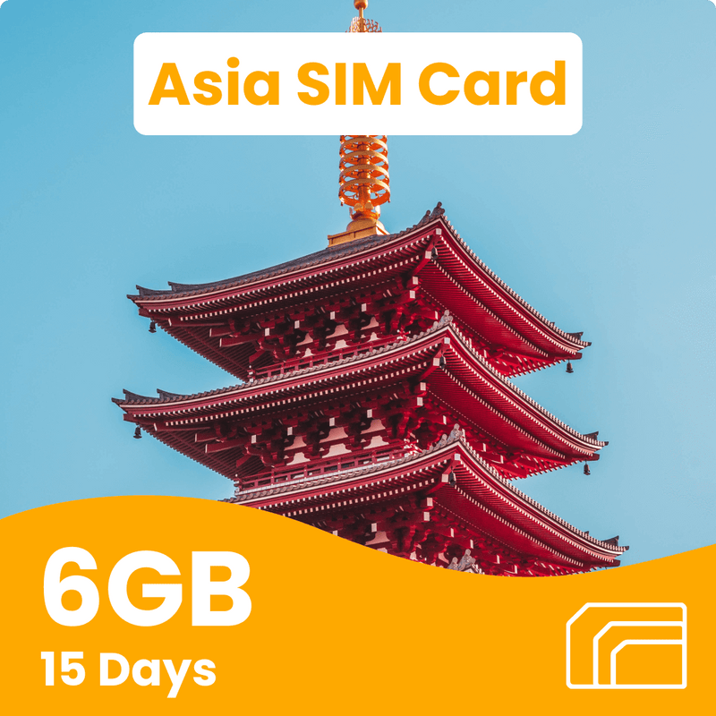 Asia Travel SIM Card | 6GB | Data-Only | 15 Days