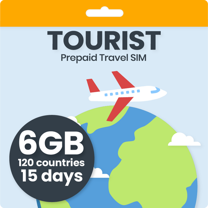 Tourist Travel SIM Card | 120 Countries | Data-Only | 6GB for 15 Days