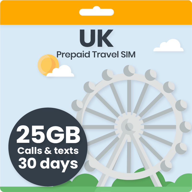 UK Travel SIM Card | 25GB | 30 Days
