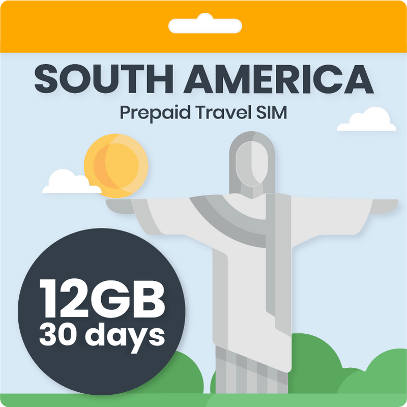 South America Travel SIM Card | 12GB | Data-Only | 30 Days